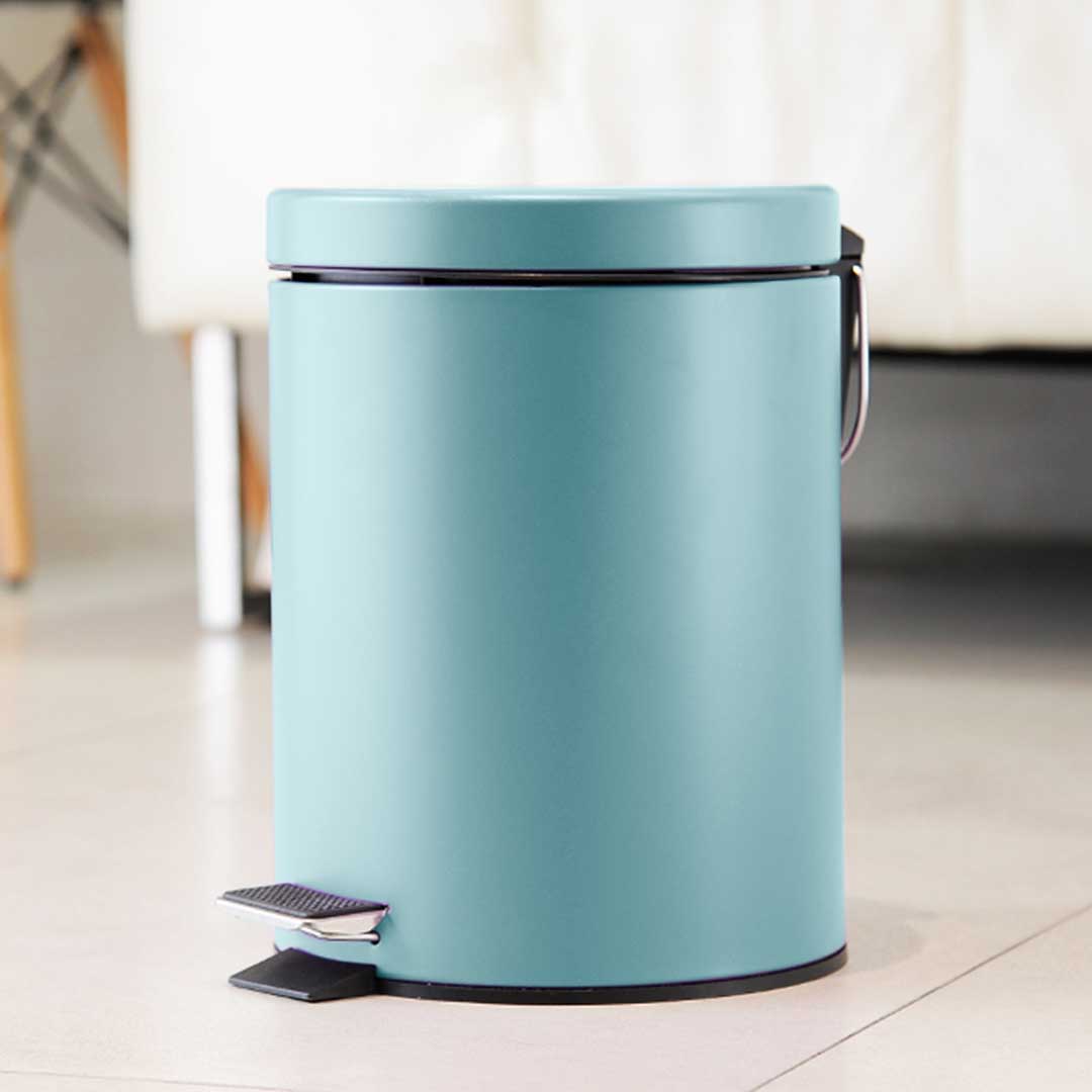 Soga 2 X 7 L Foot Pedal Stainless Steel Rubbish Recycling Garbage Waste Trash Bin Round Blue