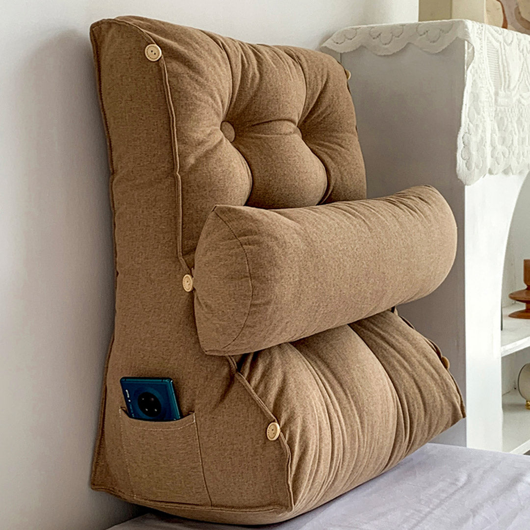 Soga 2 X 60cm Khaki Triangular Wedge Lumbar Pillow Headboard Backrest Sofa Bed Cushion Home Decor