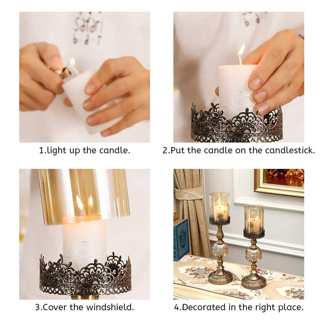 Soga 2 X 48cm Glass Candle Holder Candle Stand Glass/Metal