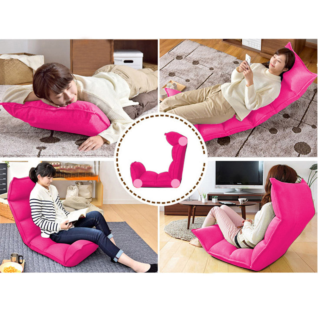 Soga 2 X Foldable Tatami Floor Sofa Bed Meditation Lounge Chair Recliner Lazy Couch Pink