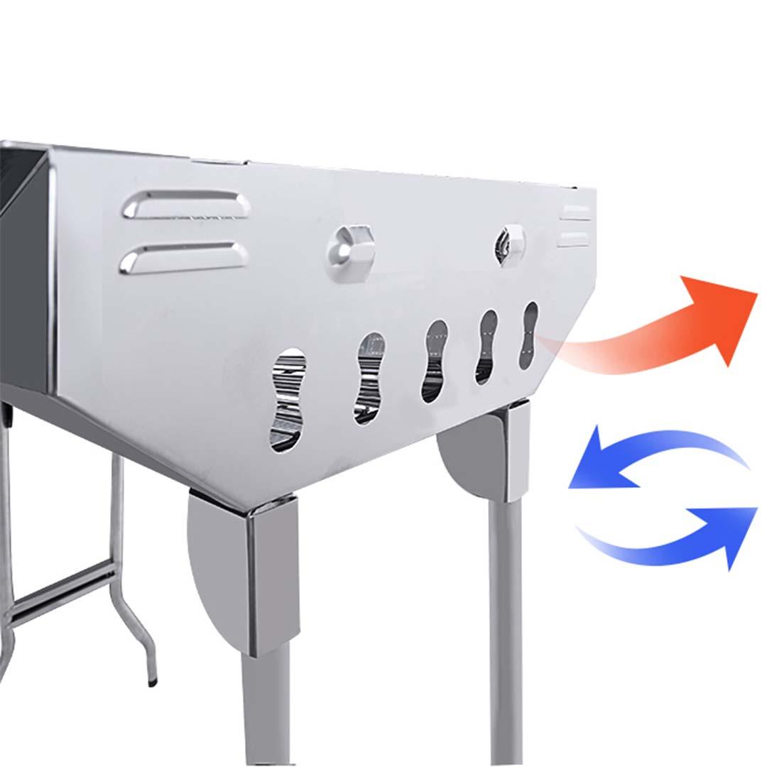 Soga 2 X Skewers Grill With Side Tray Portable Stainless Steel Charcoal Bbq Outdoor 6 8 Persons