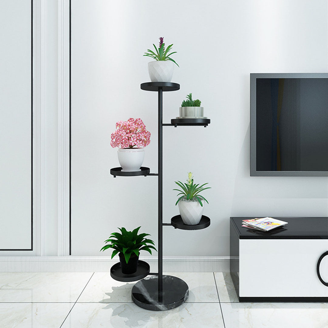 Soga 2 X 3 Tier Black Round Plant Stand Flowerpot Tray Display Living Room Balcony Metal Decorative Shelf