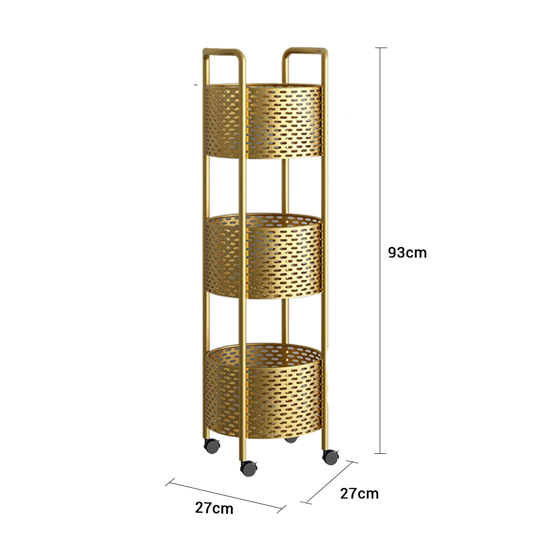2X 3 Tier Bathroom Shelf Multifunctional Storage Display Rack Organiser with wheels