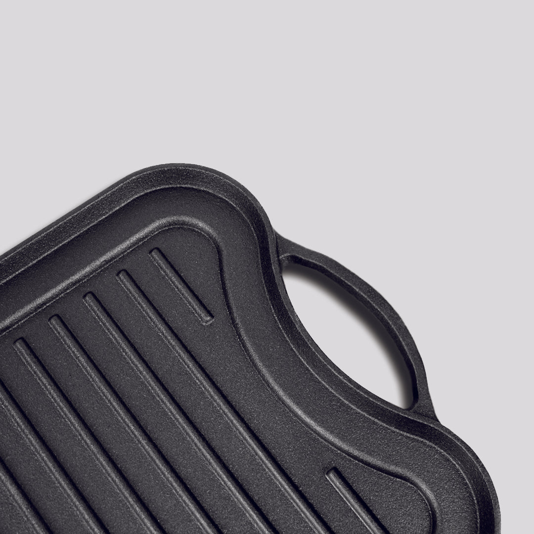 50.8cm Cast Iron Ridged Griddle Hot Plate Grill Pan BBQ Stovetop