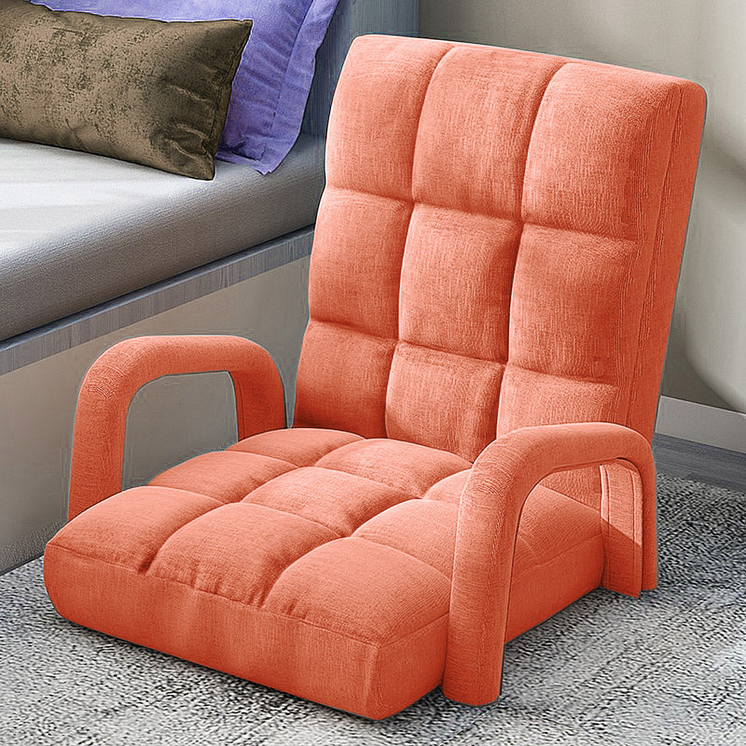 Soga 4 X Foldable Lounge Cushion Adjustable Floor Lazy Recliner Chair With Armrest Orange