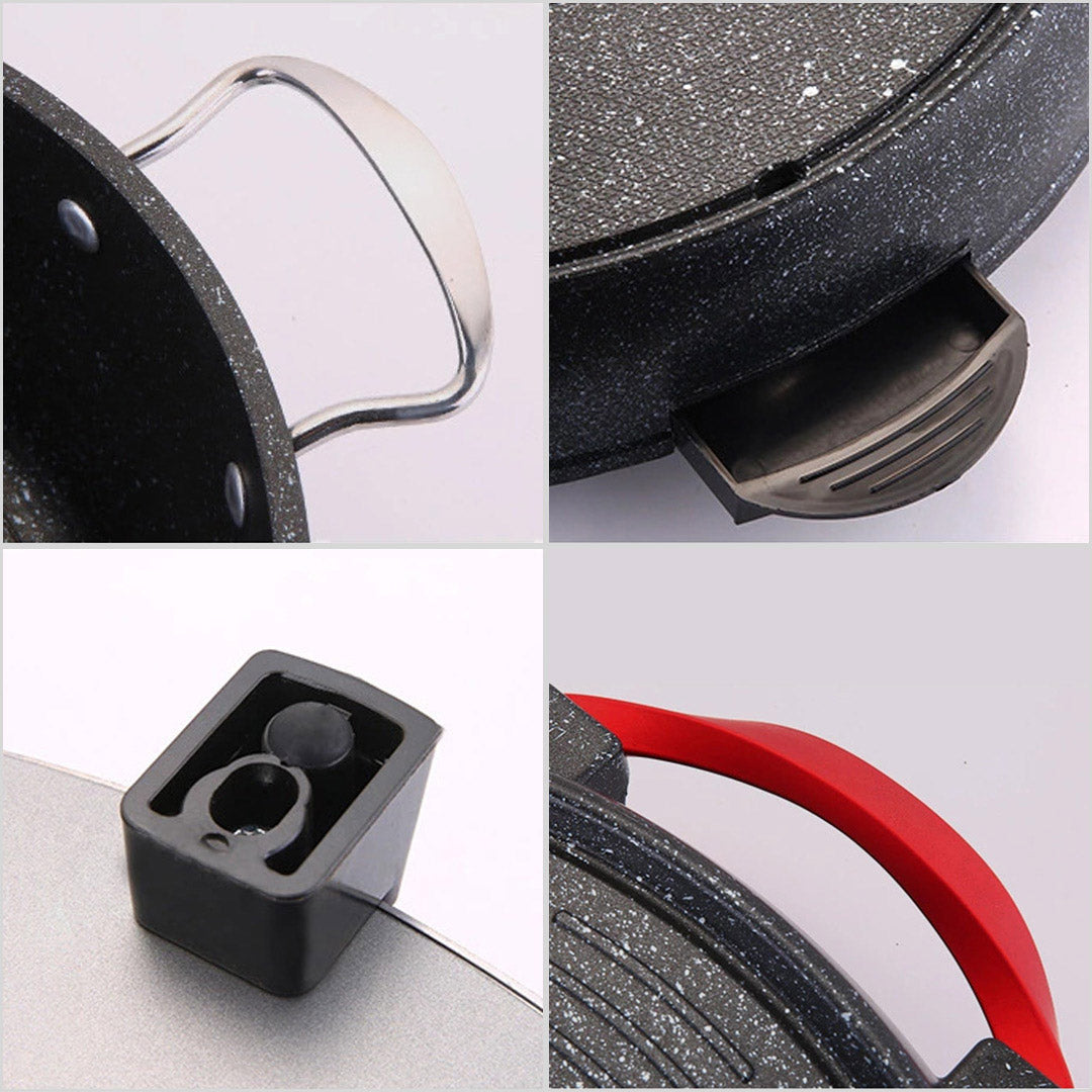 Soga 2 X 2 In 1 Electric Stone Coated Teppanyaki Grill Plate Steamboat Hotpot