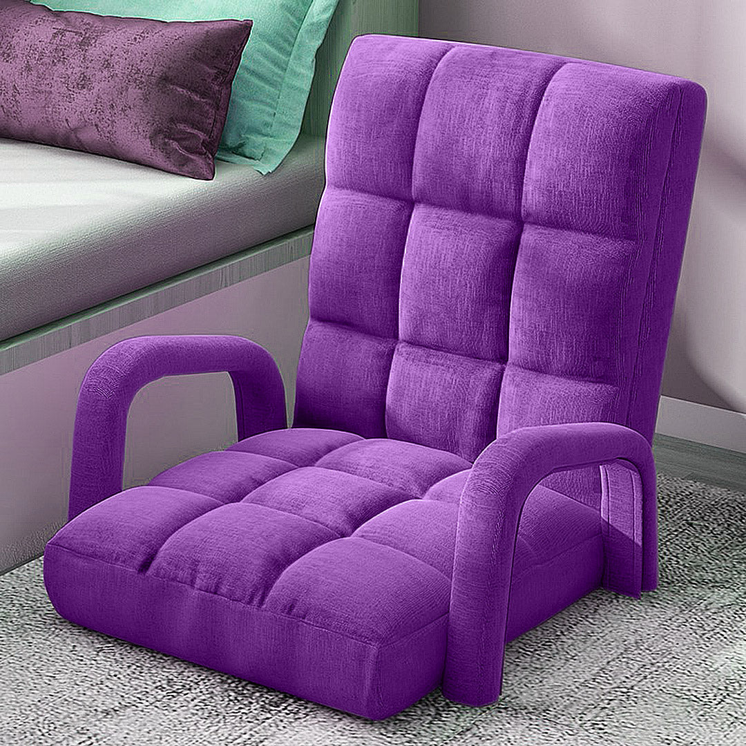 Soga Foldable Lounge Cushion Adjustable Floor Lazy Recliner Chair With Armrest Purple