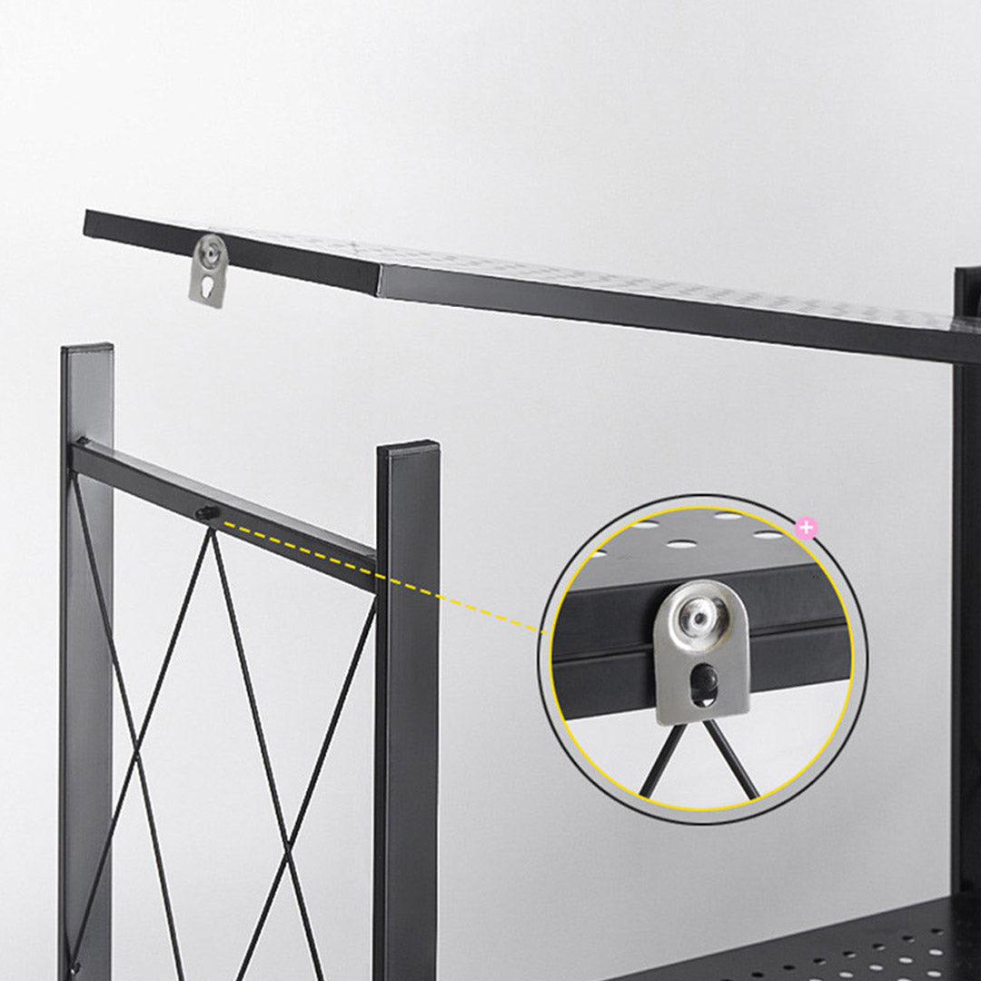 Soga 2 X 4 Tier Steel Black Foldable Kitchen Cart Multi Functional Shelves Portable Storage Organizer With Wheels