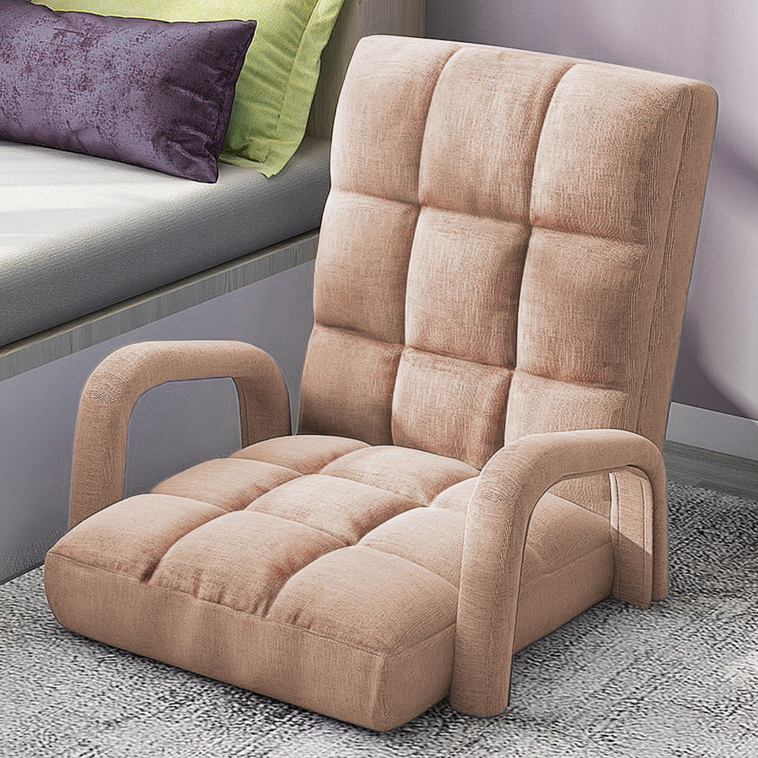 Soga 4 X Foldable Lounge Cushion Adjustable Floor Lazy Recliner Chair With Armrest Khaki