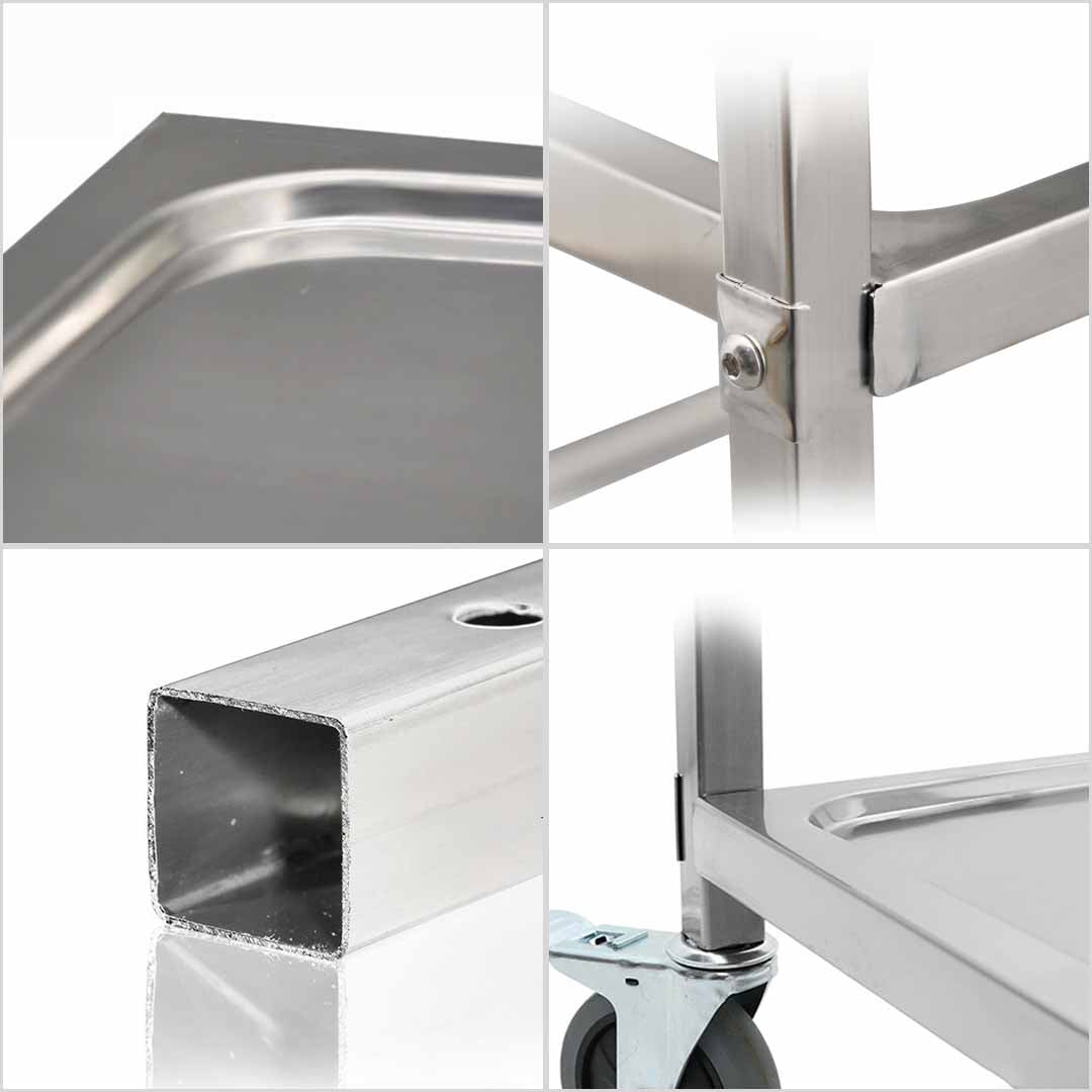 Soga 3 Tier 95x50x95cm Stainless Steel Kitchen Dinning Food Cart Trolley Utility Size Large