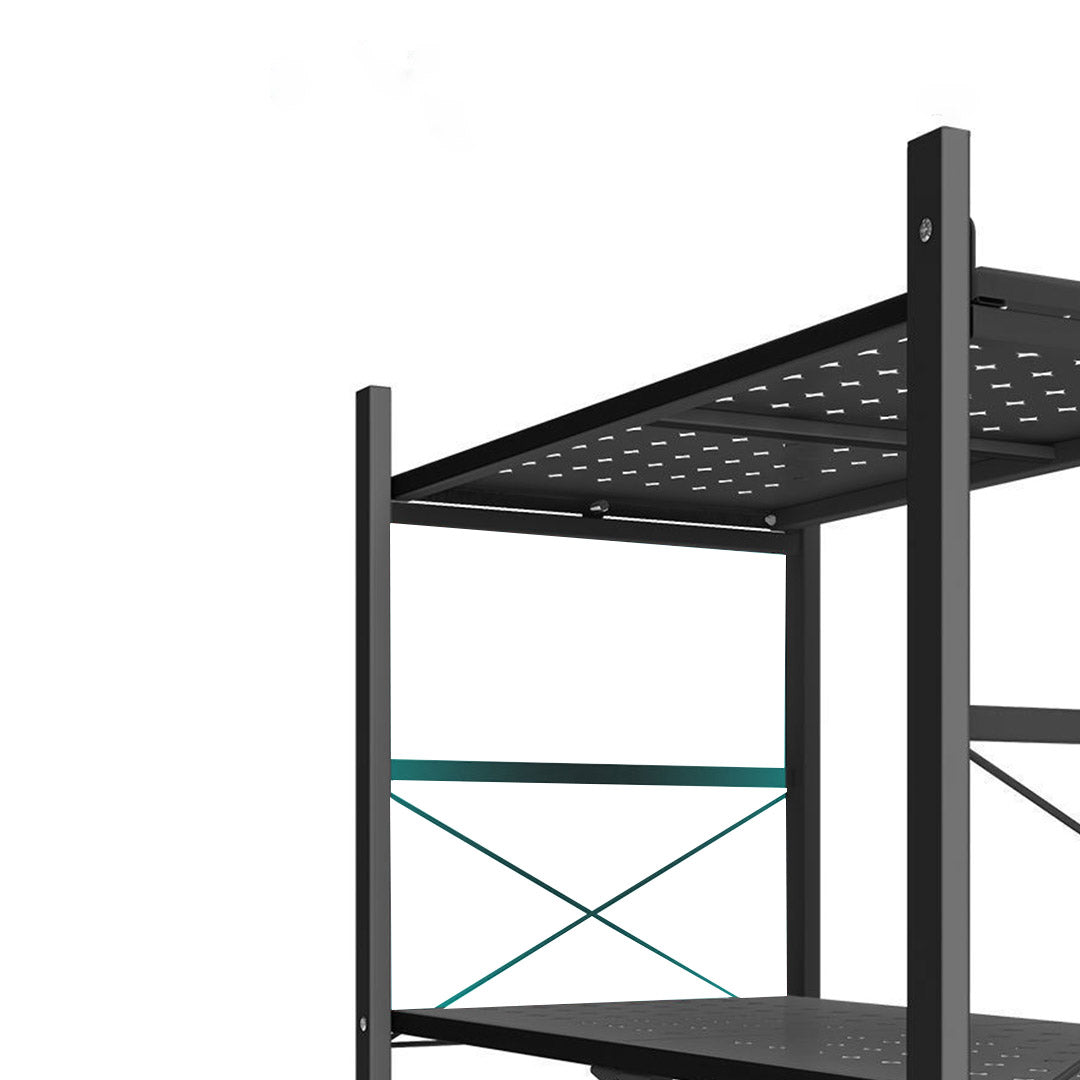 Soga 5 Tier Steel Black Foldable Display Stand Multi Functional Shelves Portable Storage Organizer With Wheels