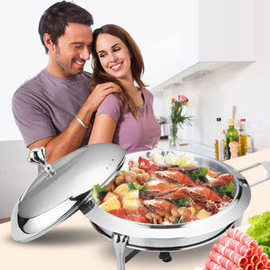 Soga 2 X Stainless Steel Round Buffet Chafing Dish Cater Food Warmer Chafer With Glass Top Lid