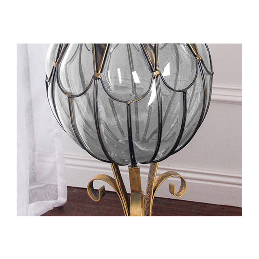 Soga 85cm European Clear Glass Floor Home Decor Flower Vase With Tall Metal Stand