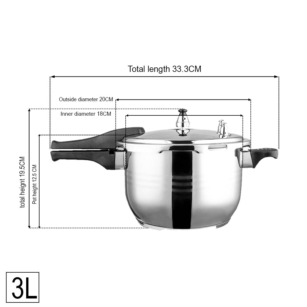 3 L Commercial Grade Stainless Steel Pressure Cooker With Seal