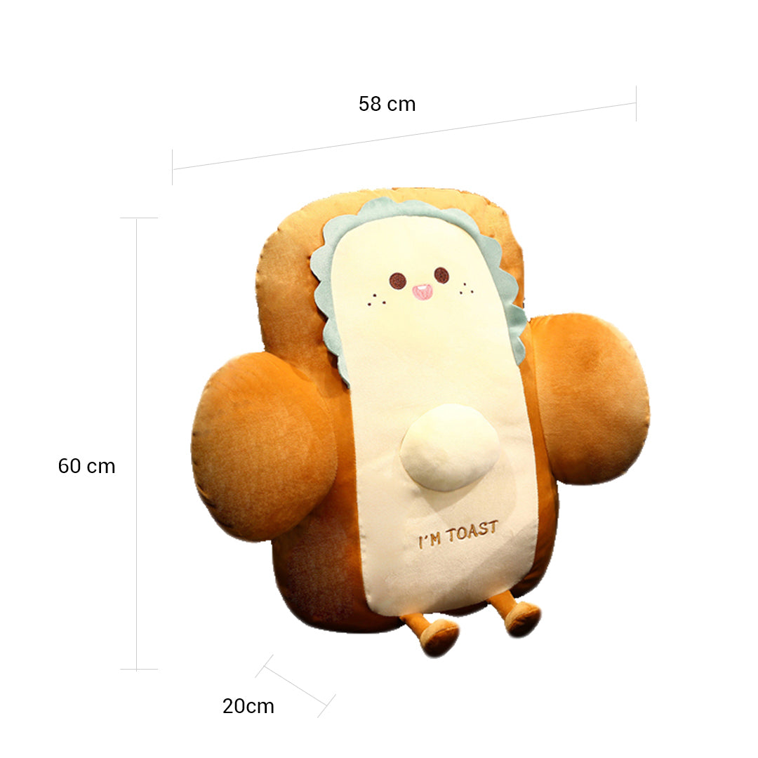 2X 58cm Smiley Face Toast Bread Cushion Stuffed Car Seat Plush Cartoon Back Support Pillow Home Decor