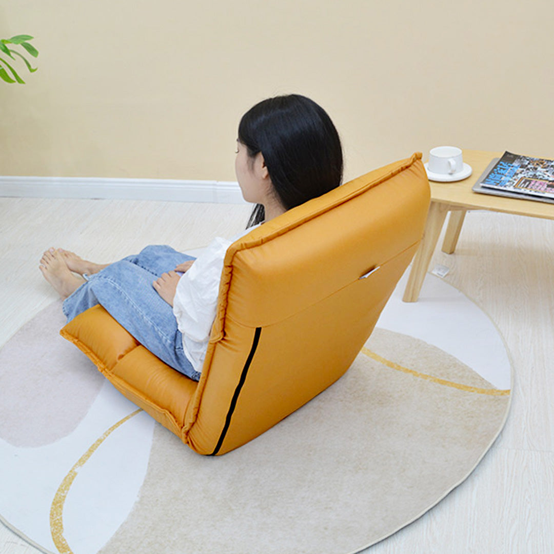 Yellow Lounge Recliner Lazy Sofa Bed Tatami Cushion Collapsible Backrest Seat Home Office Decor