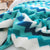 220cm Blue Zigzag Striped Throw Blanket Acrylic Wave Knitted Fringed Woven Cover Couch Bed Sofa Home Decor