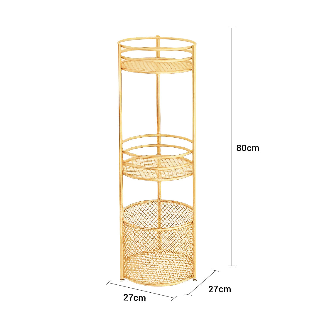 2X 3 Tier Bathroom Freestanding Storage Shelf Multifunctional Display Rack Organiser with Basket