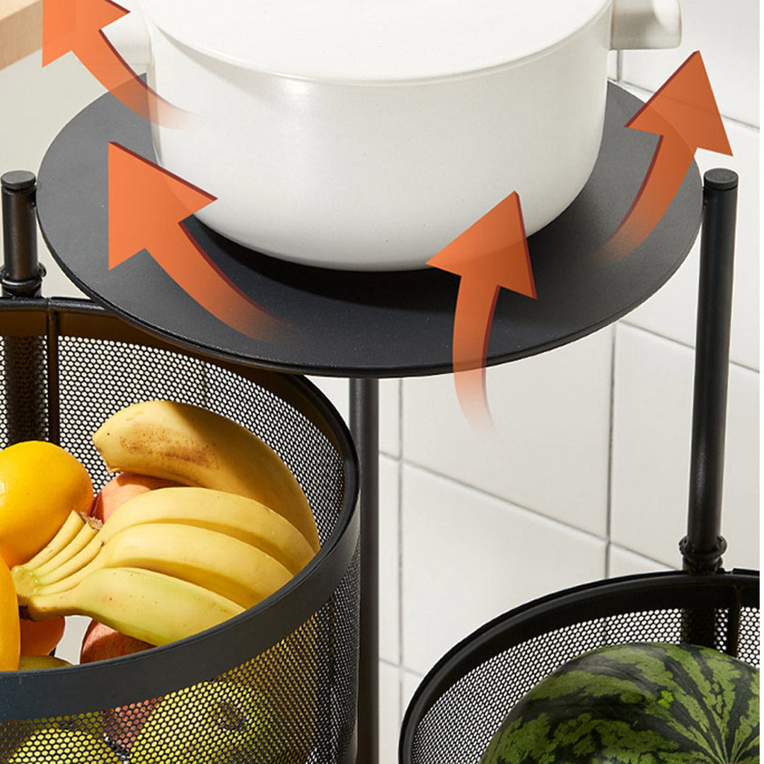 Soga 2 X 3 Tier Steel Round Rotating Kitchen Cart Multi Functional Shelves Portable Storage Organizer With Wheels