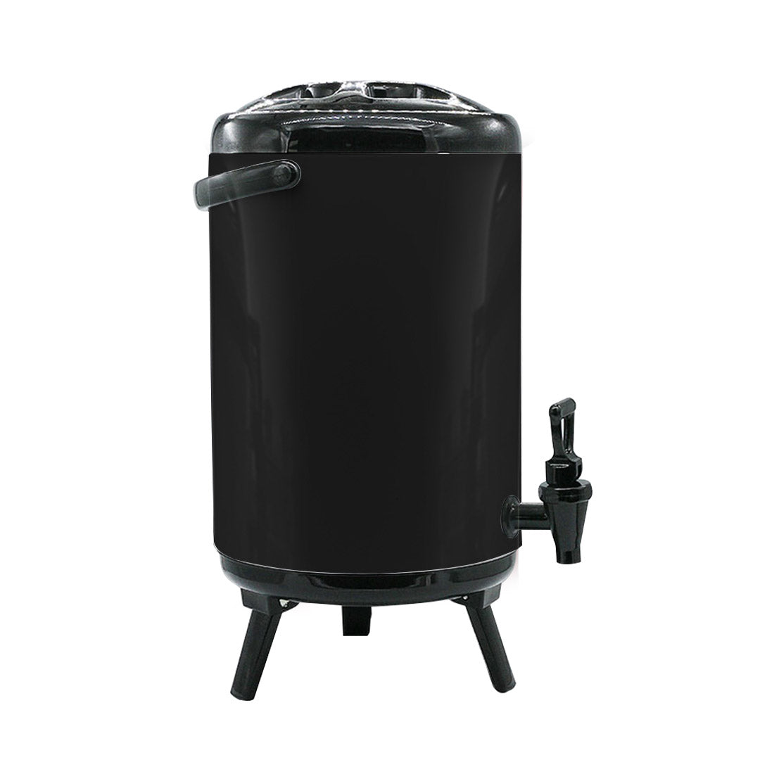 4X 10L Stainless Steel Insulated Milk Tea Barrel Hot and Cold Beverage Dispenser Container with Faucet Black