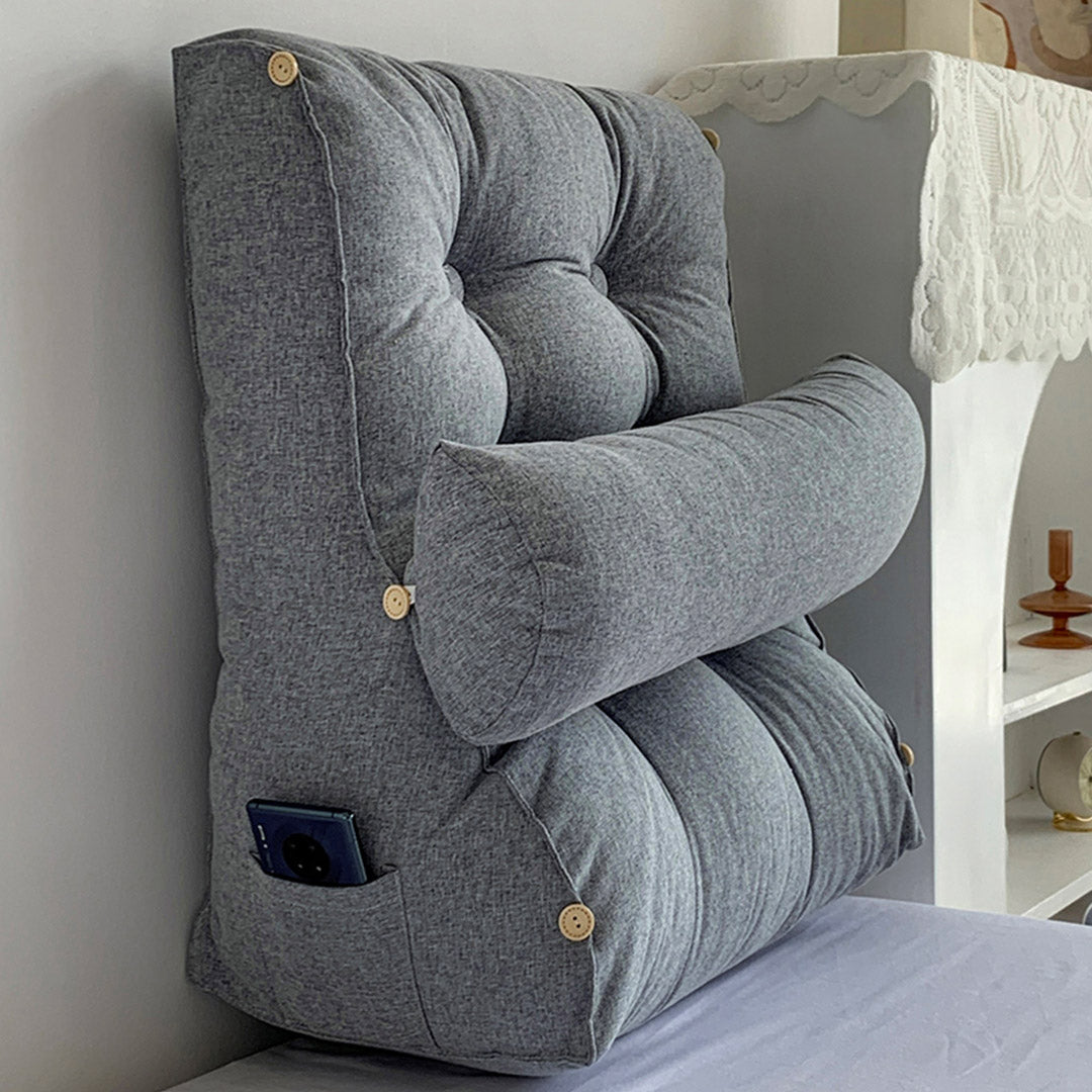 Soga 60cm Silver Triangular Wedge Lumbar Pillow Headboard Backrest Sofa Bed Cushion Home Decor