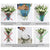 Clear Glass Flower Vase with 6 Bunch 4 Heads Artificial Fake Silk Magnolia denudata Home Decor Set