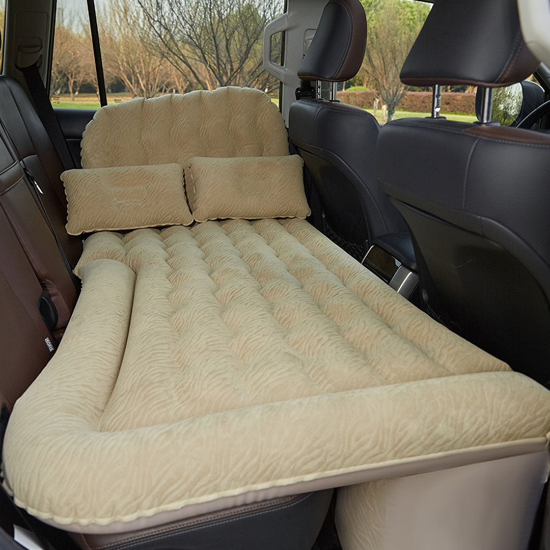 2X Beige Inflatable Car Boot Mattress Portable Camping Air Bed Travel Sleeping Essentials