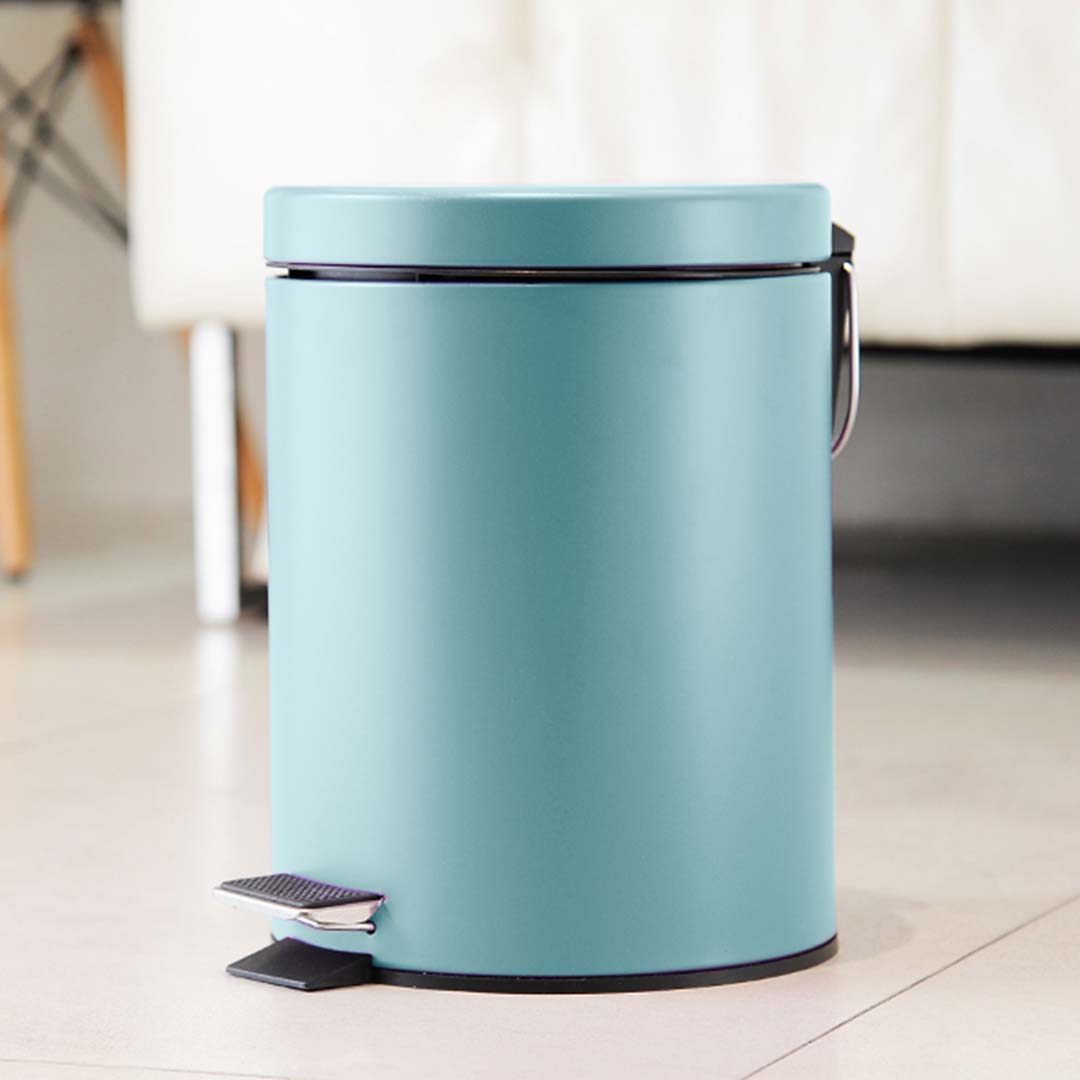 Soga 4 X 7 L Foot Pedal Stainless Steel Rubbish Recycling Garbage Waste Trash Bin Round Blue