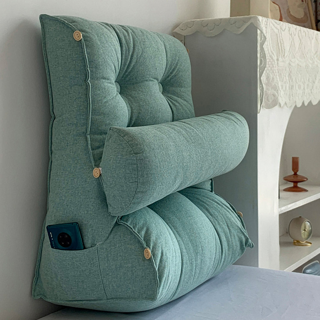 Soga 60cm Green Triangular Wedge Lumbar Pillow Headboard Backrest Sofa Bed Cushion Home Decor