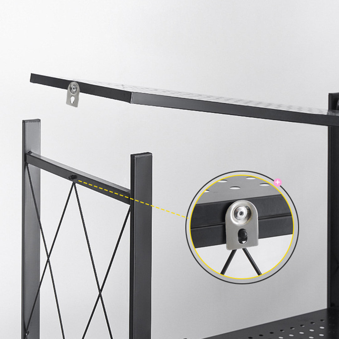 Soga 4 Tier Steel Black Foldable Kitchen Cart Multi Functional Shelves Portable Storage Organizer With Wheels