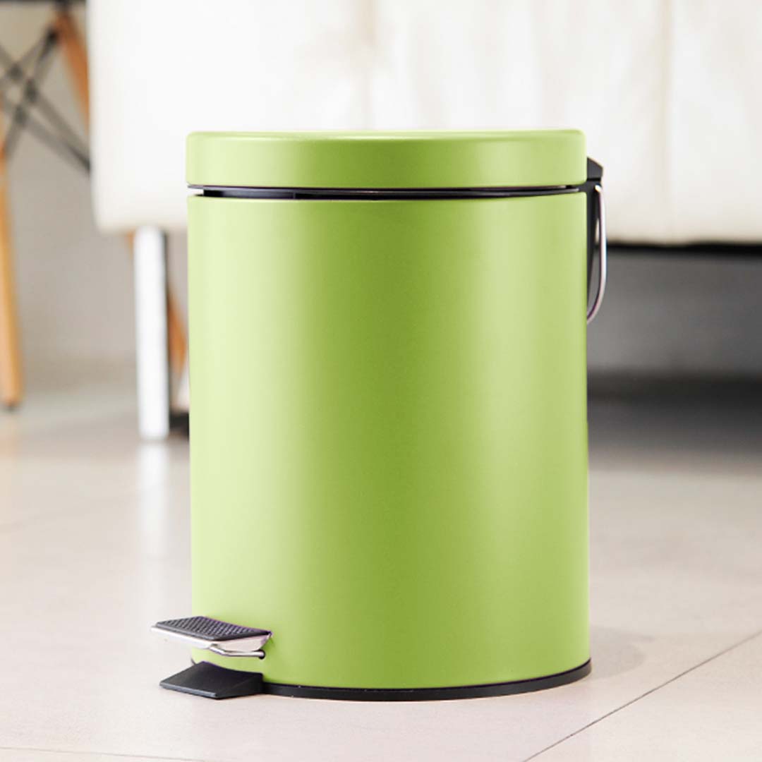 Soga 4 X 7 L Foot Pedal Stainless Steel Rubbish Recycling Garbage Waste Trash Bin Round Green