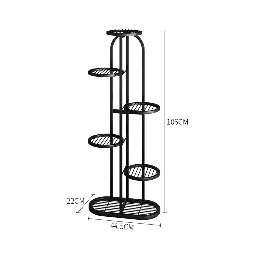 Soga 6 Tier 7 Pots Black Round Metal Plant Rack Flowerpot Storage Display Stand Holder Home Garden Decor