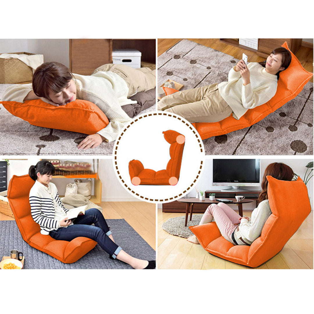 Soga 4 X Foldable Tatami Floor Sofa Bed Meditation Lounge Chair Recliner Lazy Couch Orange