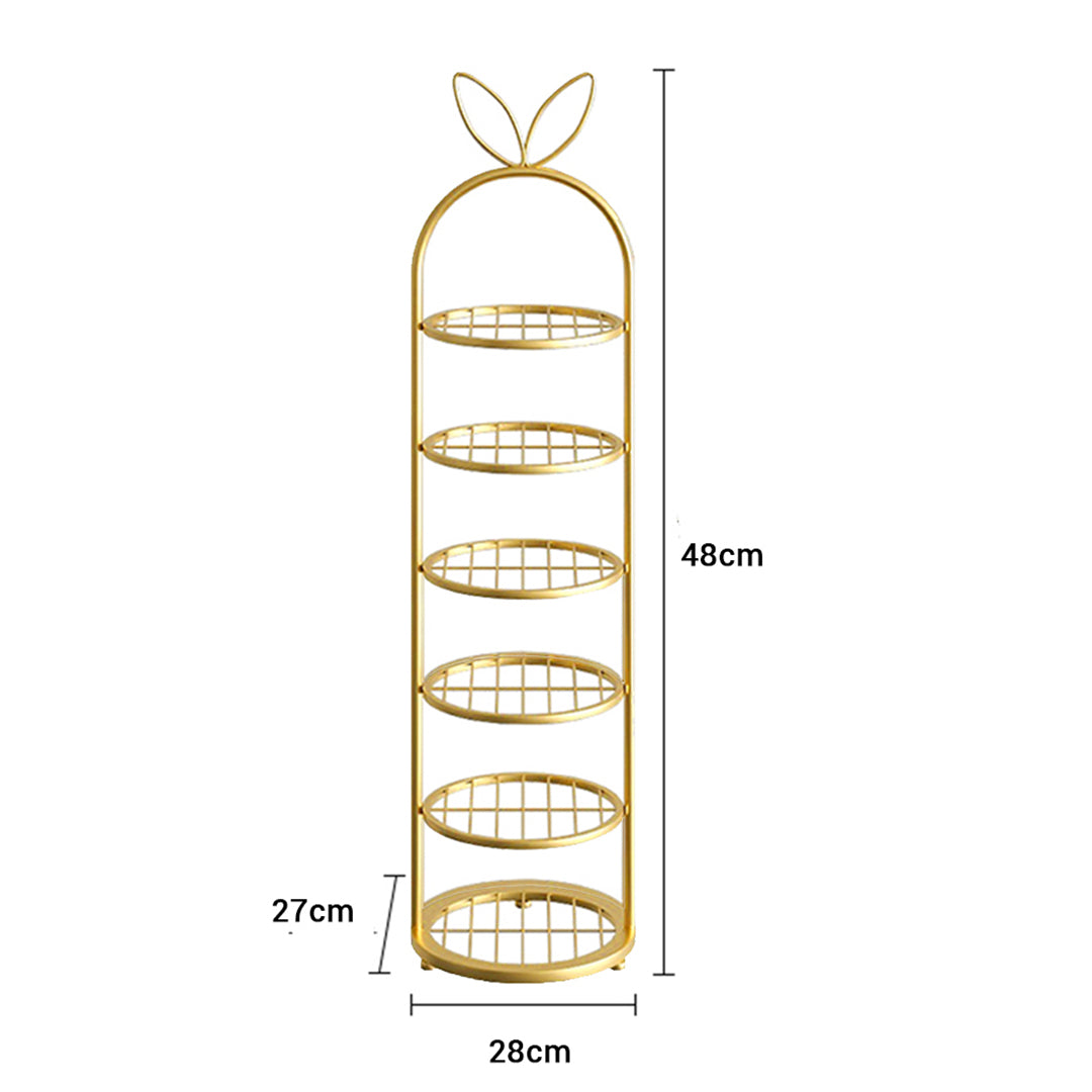 6 Tier Bunny Ears Shape Gold Plated Metal Shoe Organizer Space Saving Portable Footwear Storage Shelf