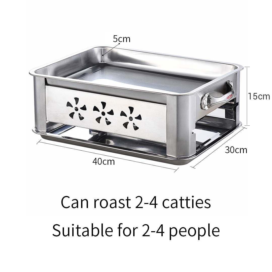 40cm Portable Stainless Steel Outdoor Chafing Dish Bbq Fish Stove Grill Plate