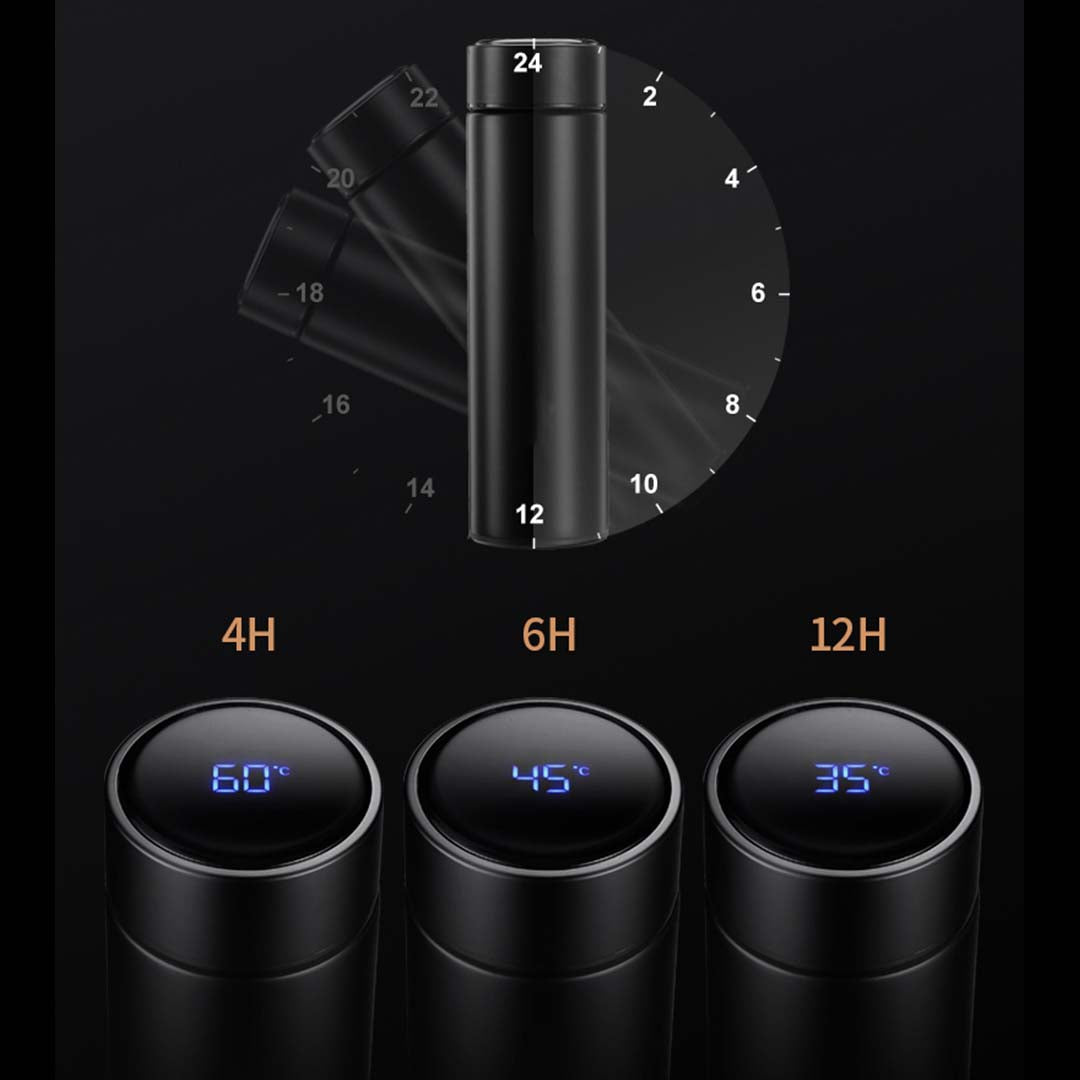 Soga 500 Ml Stainless Steel Smart Lcd Thermometer Display Bottle Vacuum Flask Thermos Rose Gold