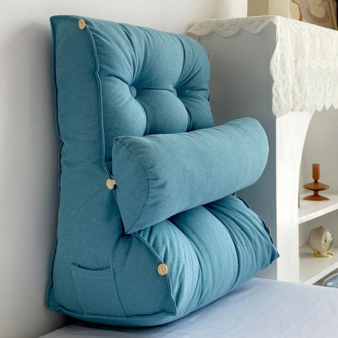 Soga 60cm Blue Triangular Wedge Lumbar Pillow Headboard Backrest Sofa Bed Cushion Home Decor