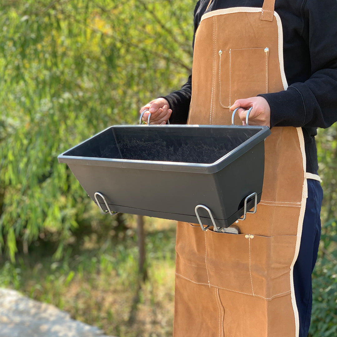 49.5cm Black Rectangular Planter Vegetable Herb Flower Outdoor Plastic Box with Holder Balcony Garden Decor Set of 3