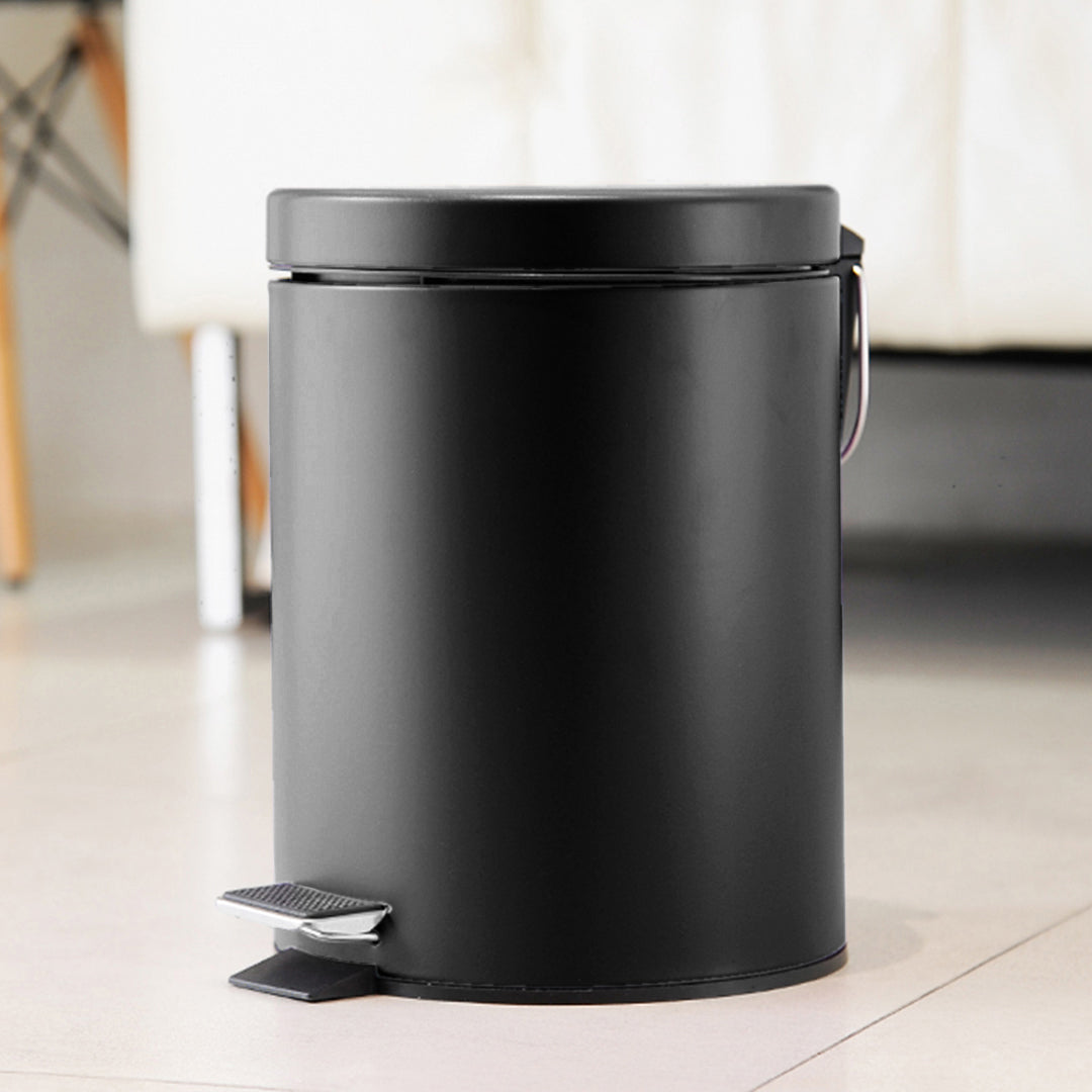 Soga 4 X Foot Pedal Stainless Steel Rubbish Recycling Garbage Waste Trash Bin Round 12 L Black