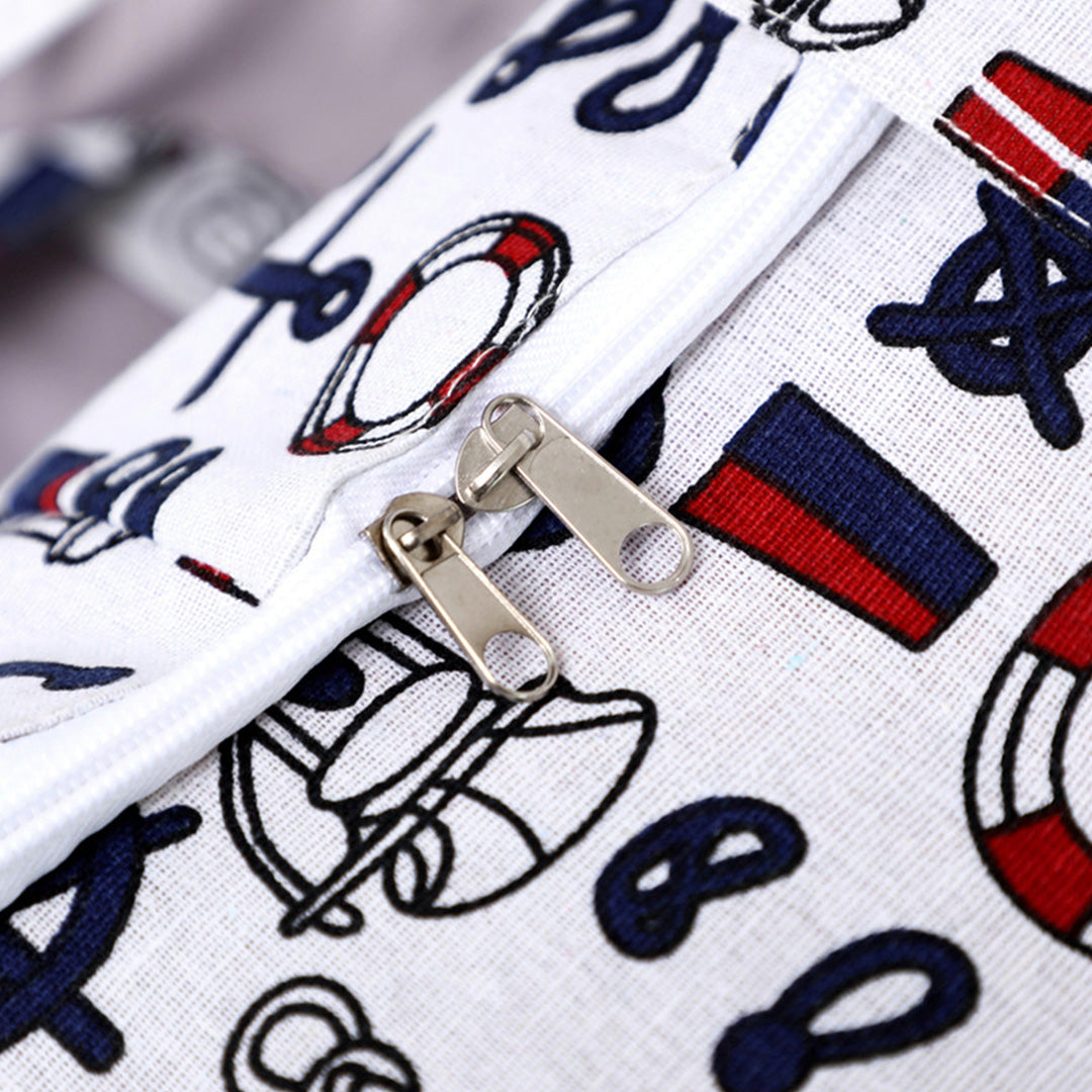 Nautical Icons Medium Storage Luggage Bag Double Zipper Foldable Travel Organiser Essentials