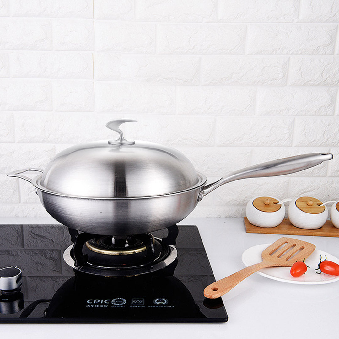 Soga 18/10 Stainless Steel Fry Pan 36cm Frying Pan Top Grade Skillet With Helper Handle And Lid
