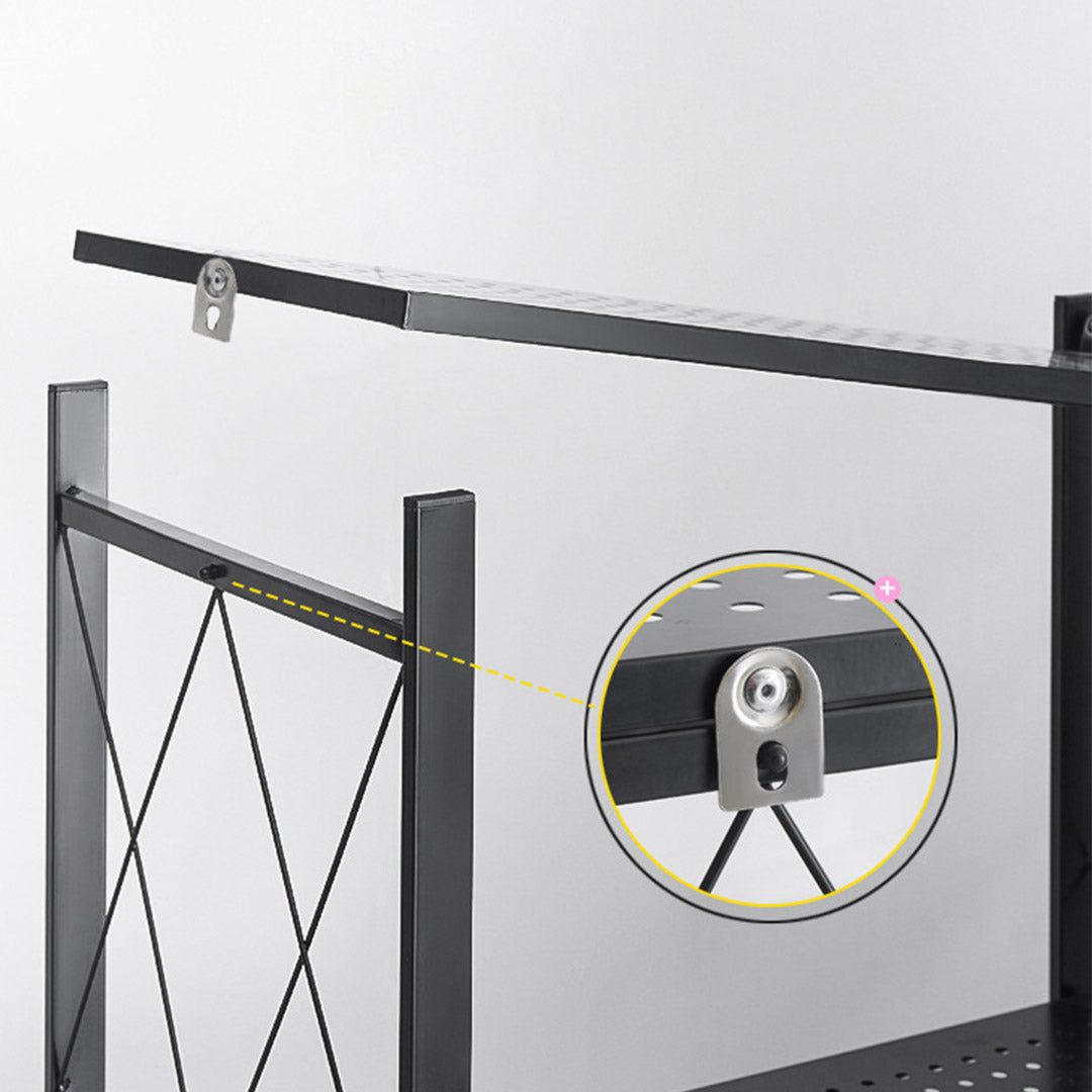 Soga 2 X 5 Tier Steel Black Foldable Kitchen Cart Multi Functional Shelves Portable Storage Organizer With Wheels