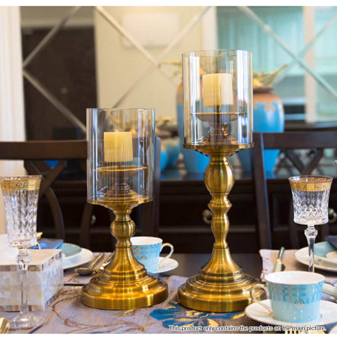 Soga 33.5cm Gold Nordic Deluxe Candlestick Candle Holder Stand Pillar Glass /Iron