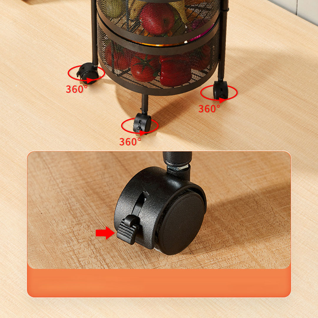 Soga 4 Tier Steel Round Rotating Kitchen Cart Multi Functional Shelves Portable Storage Organizer With Wheels