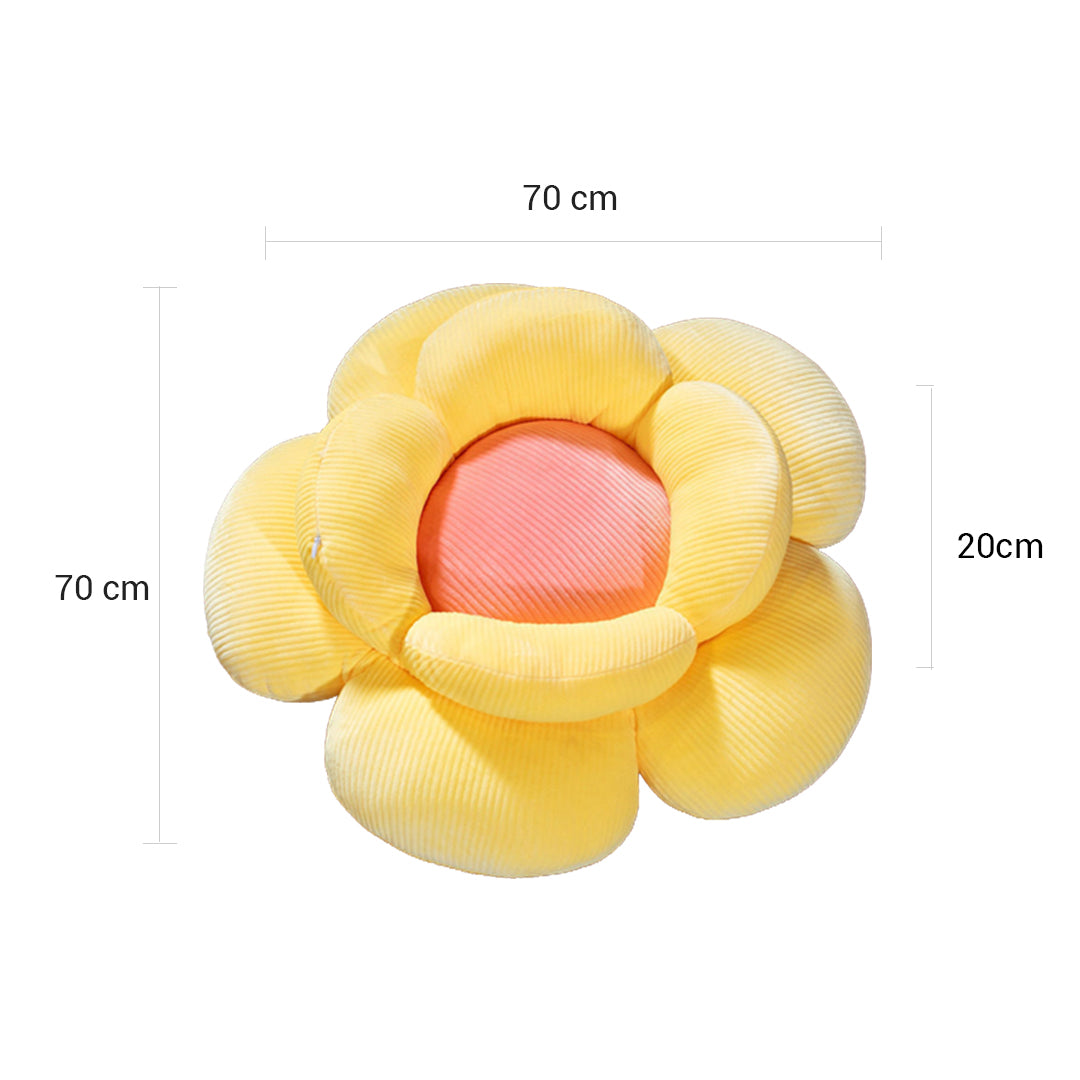 Yellow Double Flower Shape Cushion Soft Bedside Floor Plush Pillow Home Decor