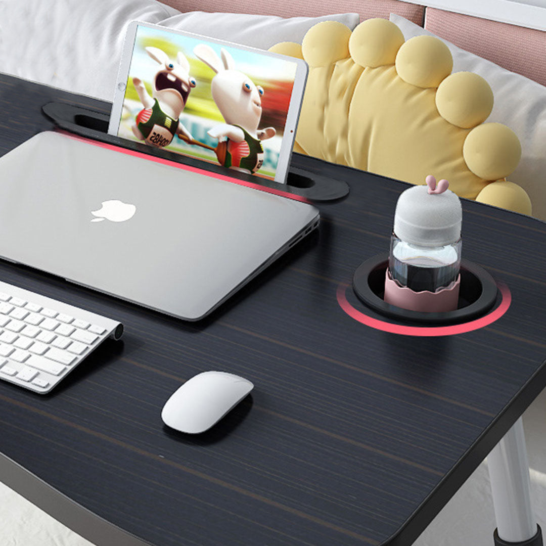 2X Black Portable Bed Table Adjustable Foldable Bed Sofa Study Table Laptop Mini Desk with Notebook Stand Cup Slot Home Decor