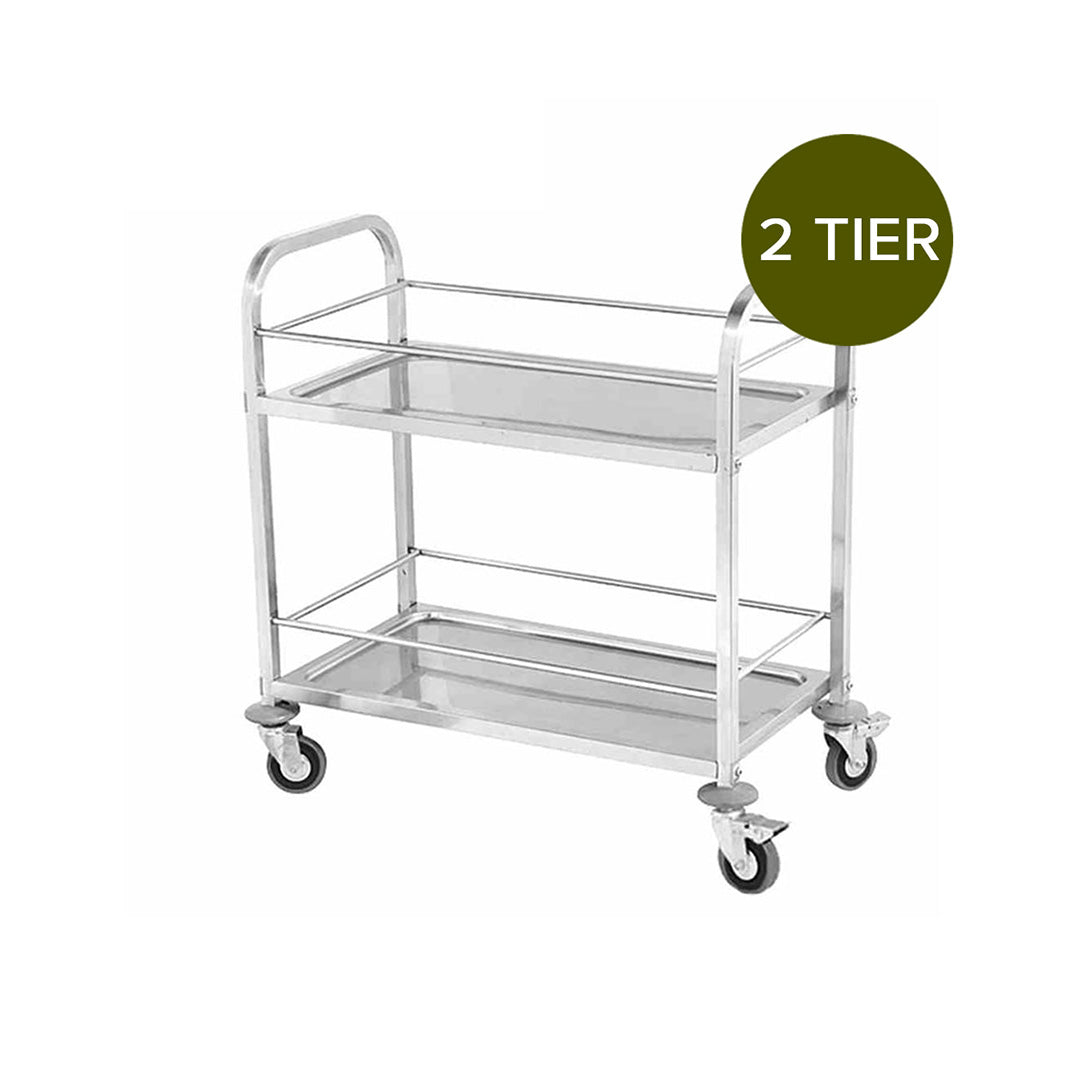 2X 2 Tier 75x40x84cm Stainless Steel Drink Wine Food Utility Cart Small