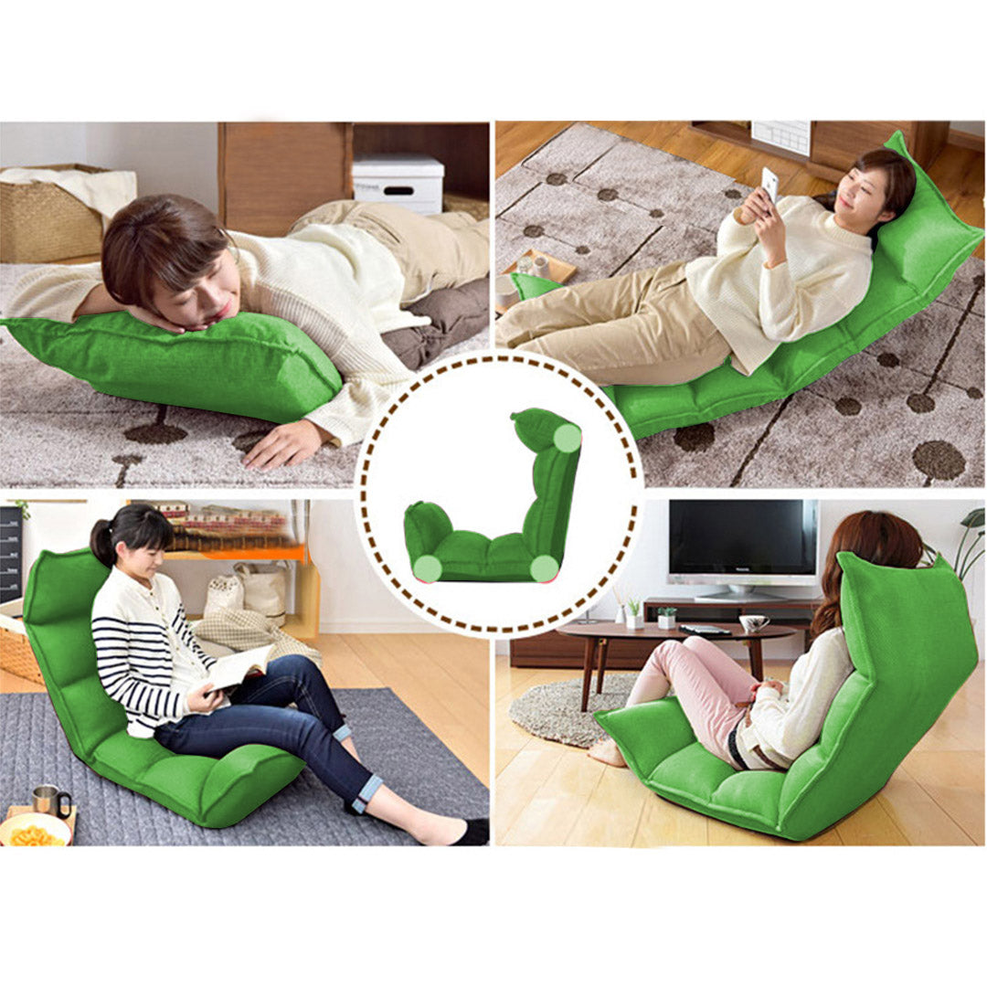 Soga 2 X Foldable Tatami Floor Sofa Bed Meditation Lounge Chair Recliner Lazy Couch Green
