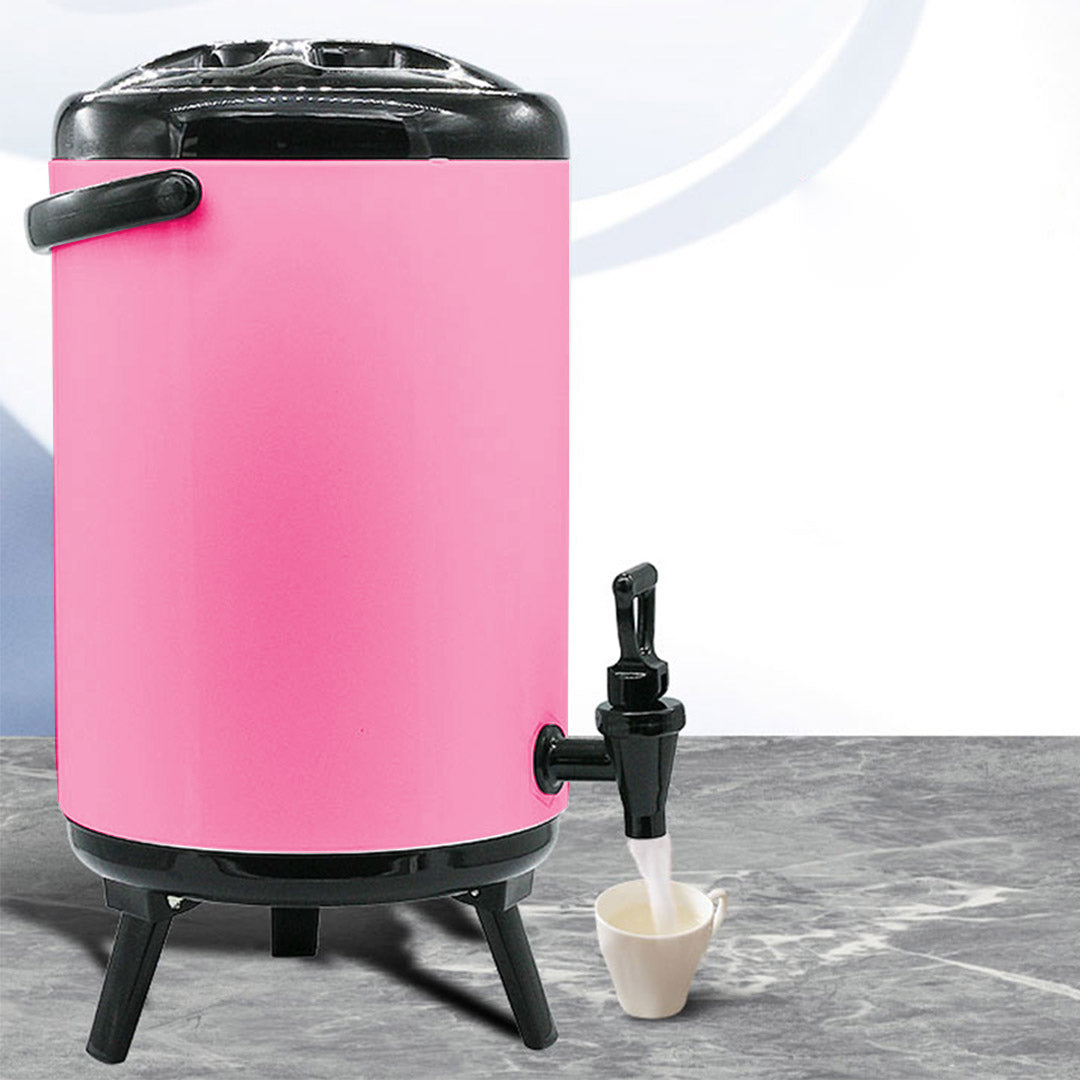 Soga 4 X 10 L Stainless Steel Insulated Milk Tea Barrel Hot And Cold Beverage Dispenser Container With Faucet Pink