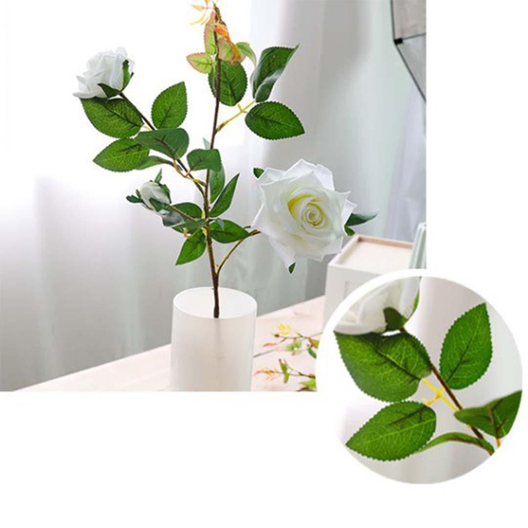 Soga 12pcs Artificial Silk Flower Fake Rose Bouquet Table Decor White
